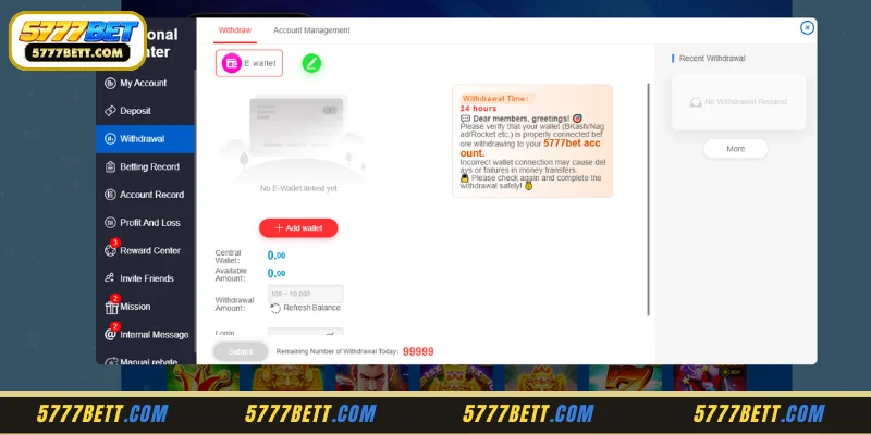 Important Conditions for Processing a 5777Bet Withdrawal